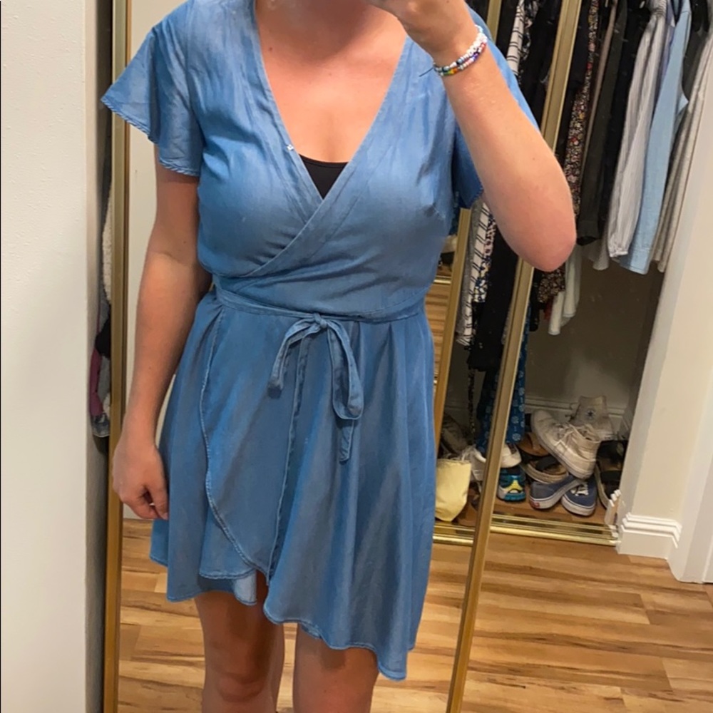 Loft faux denim wrap dress!